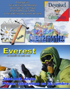 Los Doce de Cuentamontes. Tertulia Montañera de abril, con José Antonio Alejo primer alicantino en la cumbre del Everest.